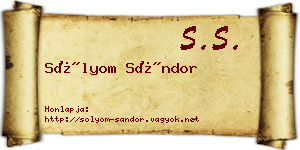 Sólyom Sándor névjegykártya